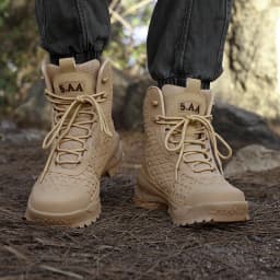 High-Top Leather Men's Boots Breathable Desert Combat Boots Outdoor Non-slip Hiking Boots Men Motorcycle Boots Work Ankle Boots