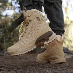 High-Top Leather Men's Boots Breathable Desert Combat Boots Outdoor Non-slip Hiking Boots Men Motorcycle Boots Work Ankle Boots
