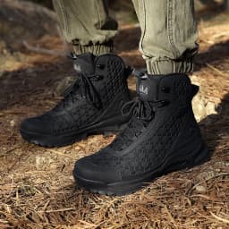 High-Top Leather Men's Boots Breathable Desert Combat Boots Outdoor Non-slip Hiking Boots Men Motorcycle Boots Work Ankle Boots
