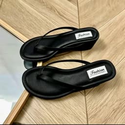 Women's Red Suede Wedge Flip Flops, Open Toe Summer Slides, Comfortable Footwear for Beach Vacation Wear