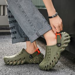 Brand Men's Slip-on Shoes - Soft and Comfortable Holey Shoes Outdoor Waterproof Heightening Cool Shoes EVA Driving Shoe