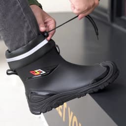 Men's Outdoor Work Rain Boots British Style Anti-Slip Waterproof Drawstring Drum Mouth Universal Four Season Comfortable Fit