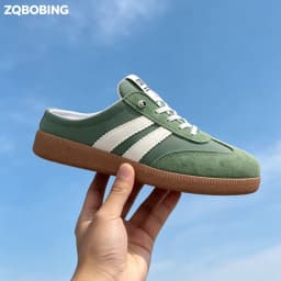 2026 Summer Couple Style New Models 37-48 Large Size Closed-Toe Half-Slip Men's Shoes Retro Classic Outdoor Slip-On Shoes Fashionable Breathable Women's Slippers