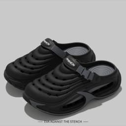 Comfort Thick Bottom Height Increase Clogs Men Summer 2026 Patchwork EVA Beach Sandals Plus Size Soft Air Cushion Slippers Men