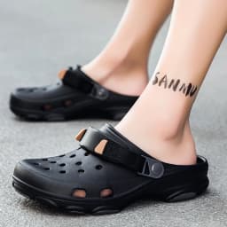 Summer Men's Hole Shoes Breathable Non-Slip Garden Shoes Baotou Sandals Dual-Purpose Beach Shoes Outdoor Leisure Slippers