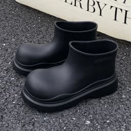 Women's Beige Galoshes Waterproof Ankle Rain Boots Woman Korean Style Loose Rainboots Water Shoes Ladies New Wide Toe Rain Shoes