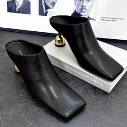 Retro Square Headed Wine Glasses and Slippers for Women in Summer 2025, New Style for Wearing Half Drag High Heels for Women