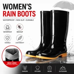 Non-slip Women's Long Rain Boots Waterproof High-Top Garden Rain Shoes Durable Lightweight Water Shoes For Outdoors,Kitchen,Work