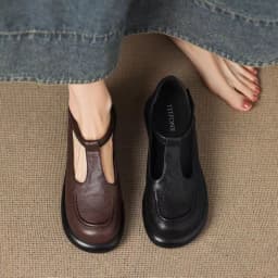 Vintage ChocolateBrown Round Toe Mary Jane Flats Soft Leather Slip-On Loafers Comfortable Casual Shoes Backless Mules Streetwear