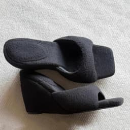 Flip-Flops Autumn New Square Toe Open Toe Plus Suede Warm Non-Slip Wear-Resistant Wedge Heel Slippers