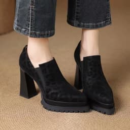 Super High Heels Retro Leopard Print Platform Deep Mouth Single Shoes Women's Spring and Autumn Fashion Naked Boots