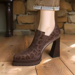Super High Heels Retro Leopard Print Platform Deep Mouth Single Shoes Women's Spring and Autumn Fashion Naked Boots