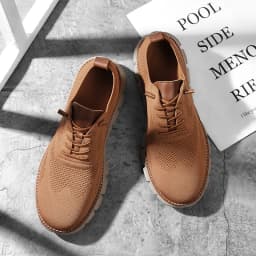 Men's Breathable Knit Casual Sneakers - Lightweight Slip-On Walking Shoes, Elastic No-Tie Laces, Comfortable Work & Daily Footwe