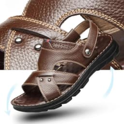 Summer Men Leather Sandals Leather Non-slip Men Shoes Slippers Outdoor Thick-soled Beach Shoes Comfor Soft Men Sandas