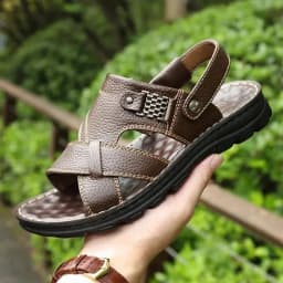 Summer Men Leather Sandals Leather Non-slip Men Shoes Slippers Outdoor Thick-soled Beach Shoes Comfor Soft Men Sandas