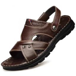Summer Men Leather Sandals Leather Non-slip Men Shoes Slippers Outdoor Thick-soled Beach Shoes Comfor Soft Men Sandas