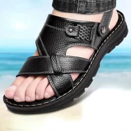 Summer Men Leather Sandals Leather Non-slip Men Shoes Slippers Outdoor Thick-soled Beach Shoes Comfor Soft Men Sandas