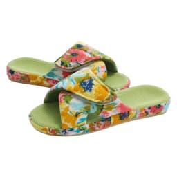 Litfun Winter Cotton Waffle Slippers For Women Breathable Indoor Adjustable Slides Slip On Open Toe Slippers With Arch Support