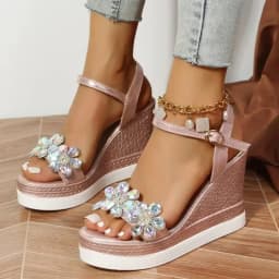 Women Summer Wedge Heel Sandals Platform Sandals Strap Open Toe Chunky Bottom Casual Shoes 2025 Gold Silver Pink Sandals
