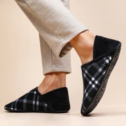 Warm Cotton Home Slippers Men Plaid Lightweight Indoor Shoes Non-Slip Rubber Sole Soft Bottom Cozy Bedroom House Moccasins