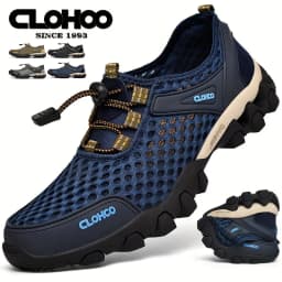 CLOHOO Mesh Shoes Thick Rubber Sole Handmade Cold Glue Casual Outdoor Sports Men's Shoes Breathable Comfortable Summer Sandals