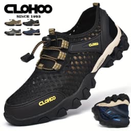 CLOHOO Mesh Shoes Thick Rubber Sole Handmade Cold Glue Casual Outdoor Sports Men's Shoes Breathable Comfortable Summer Sandals