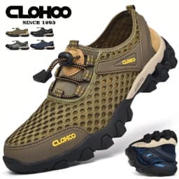 CLOHOO Mesh Shoes Thick Rubber Sole Handmade Cold Glue Casual Outdoor Sports Men's Shoes Breathable Comfortable Summer Sandals
