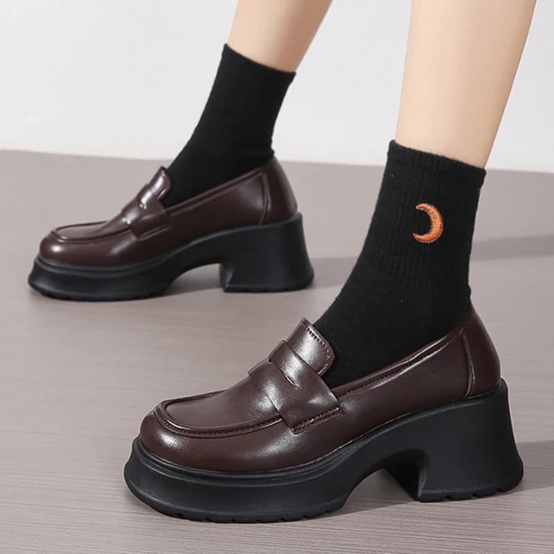 Lucyever Women's Loafers 2024 Spring British Style Slip On Platform Mary Jane Shoes Woman Japanese Jk Uniform Lolita Shoes Women