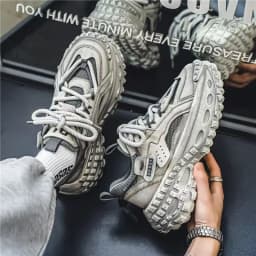 Men's Chunky Sneakers with Height Increased Platform Casual Microfiber Leather Fabric Tire Sole Designer Gym Shoes Free Shipping