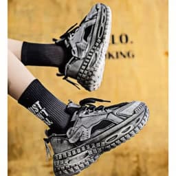 Men's Chunky Sneakers with Height Increased Platform Casual Microfiber Leather Fabric Tire Sole Designer Gym Shoes Free Shipping