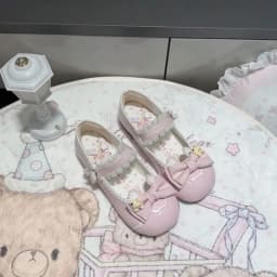 Women's Lolita Low Heel Pumps, Round Toe Ballet Style Leather Shoes, Bow Suitable for Daily/Cosplay/Party Wear.