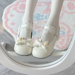 Women's Lolita Low Heel Pumps, Round Toe Ballet Style Leather Shoes, Bow Suitable for Daily/Cosplay/Party Wear.
