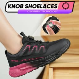 Lightweight Women's Work Shoes with Rotary Button - Breathable Steel Toe Safety, Anti-Puncture Anti-Smash Indestructible Shoes