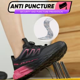 Lightweight Women's Work Shoes with Rotary Button - Breathable Steel Toe Safety, Anti-Puncture Anti-Smash Indestructible Shoes