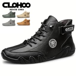 CLOHOO Hand-Sewn Octopus Design Men's Short Boots High-Top Leather Riding Boots Stylish Men's Footwear