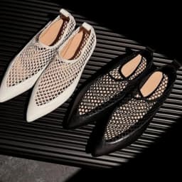 Womens Mesh Flats Pointed Toe Slip On Comfort Walking Shoes Hollow Out Breathable Loafers Smooth Leather Minimalist Elegant Chic