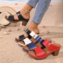 Women Summer Lightweight Hollow Sandals High Heels New Dress Chunky Open Toe Slippers Female Casual Slingback Slides Shoes