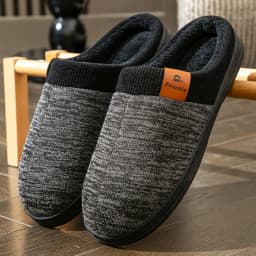Winter Warm Men's Home Knitted Splicing Slippers TPR Anti slip Flat Shoes Comfortable and Soft Indoor Shoes