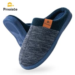 Winter Warm Men's Home Knitted Splicing Slippers TPR Anti slip Flat Shoes Comfortable and Soft Indoor Shoes