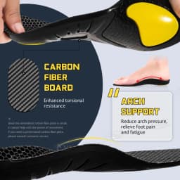 【xxin】Carbon Fiber Shell Heel Insole Poron Arch Support Insoles Pain Relief Shock Absorption Shoes Pad