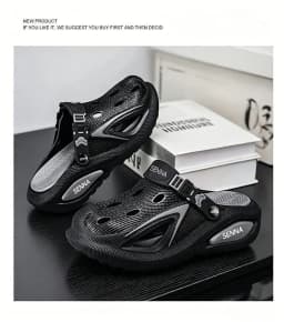 7CM Thick Soled Perforated Shoes for Men's Summer Outerwear 2026 New Thick Soled Wear-Resistant and Non Slip Sandals