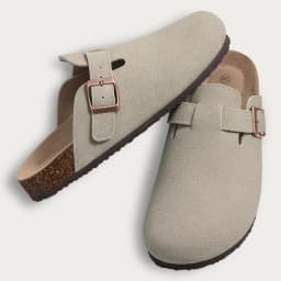Flat Sandals Clogs for Women Fashion Suede Shoes Cork Mules Slipper Classic Cork Antislip for Outdoor Slippers with Arch Support