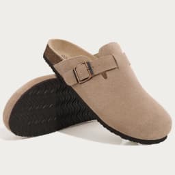 Flat Sandals Clogs for Women Fashion Suede Shoes Cork Mules Slipper Classic Cork Antislip for Outdoor Slippers with Arch Support