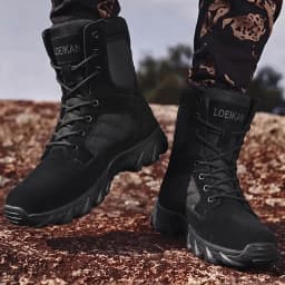 Men Military Tactical Boots Shock Absorbing Anti-Slip High Top Shoes For Hunting Trekking Daily Work Outdoor