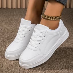 Baasploa Women Casual Sneakers Leather Platform Sneakers for Women Classics Comfort Skateboarding Shoes Non-Slip