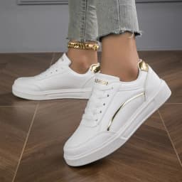 Baasploa Women Casual Sneakers Leather Platform Sneakers for Women Classics Comfort Skateboarding Shoes Non-Slip
