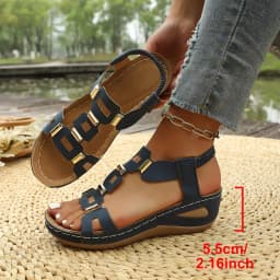 Fashion New Style Comfortable Slope Heel Beach Sandals Spring and Autumn Round Head Sexy and Elegant Casual Sandals for Women's