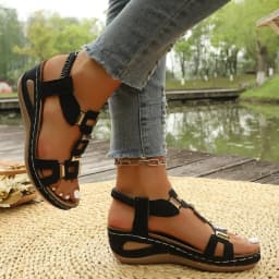 Fashion New Style Comfortable Slope Heel Beach Sandals Spring and Autumn Round Head Sexy and Elegant Casual Sandals for Women's