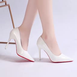 White Nude Pointed Toe Patent Leather High Heels Sexy Red Sole Party Prom Girl Pumps Minimalist Shallow Mouth Work Single Shoes