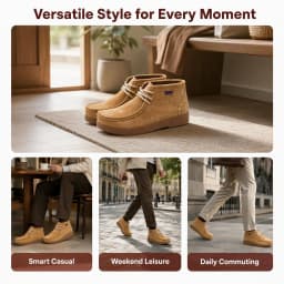 Genuine Leather Hand-Sewn Stitching Mens Boots Casual, Mocasines Para Hombre, Lace Up, Ankle Chukka Boots Slip On Lightweight